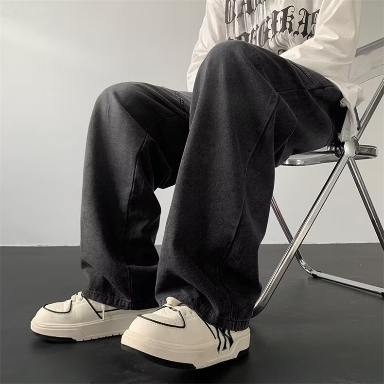 高街牛仔裤男韩版潮松紧腰渐变色个性2024春夏ins长裤RK1199-P51,男装牛仔裤,星座412-2