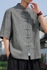 2025夏季新款风男开衫金属盘扣新中式肌理提花衬衫C137-P65，男装衬衫，电商B277(原6028)