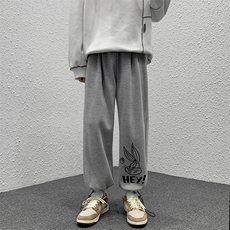 K13197-P35加绒-P45可束脚加厚加绒运动裤男大码宽松直筒卫裤男，男装休闲裤，电商A040