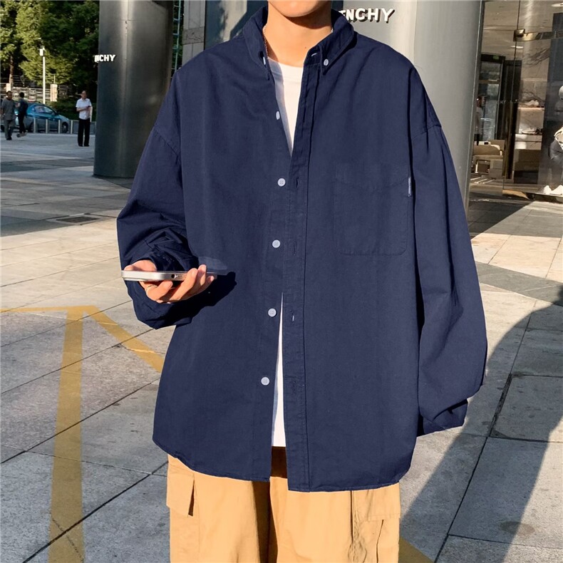 港风格子衬衫男春秋痞帅高级感长袖衬衣潮流潮牌日系内搭秋季外套,男装衬衫,星座1013