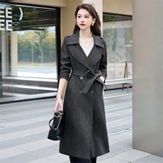 高级感红色风衣外套女2025春秋新款英伦风长款高端气质大衣，女装风衣，时尚俏佳人