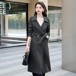 高级感红色风衣外套女2025春秋新款英伦风长款高端气质大衣图片
