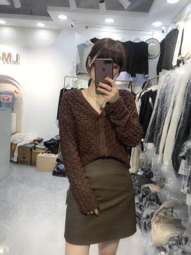 菠萝纹针织开衫，女装，浪漫E点