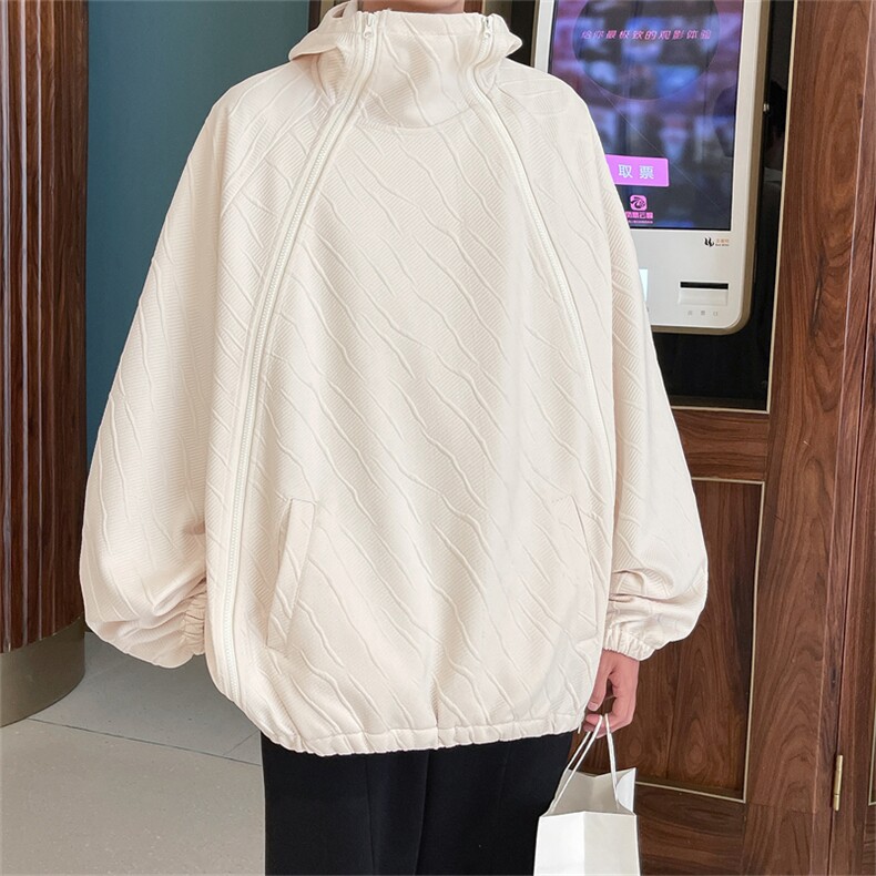 WY8126/P65秋装港风冲锋卫衣男女oversize潮牌美式高街重磅拉链图片