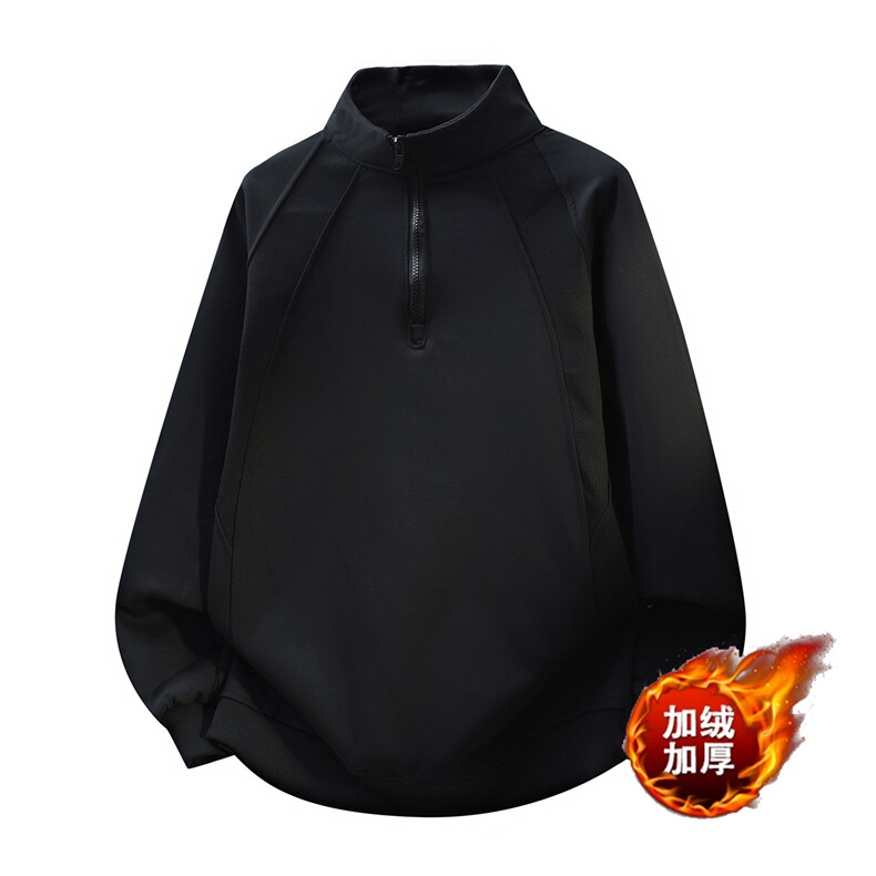 BOYUE帛跃美式休闲半高拉链加绒卫衣廓形百搭痞帅简约中性风男女,男装卫衣,星座506A