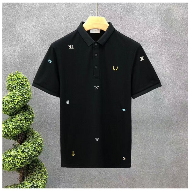 1506/QGP70160/P40新款高品质刺绣翻领Polo衫百搭休闲百搭有领t恤图片