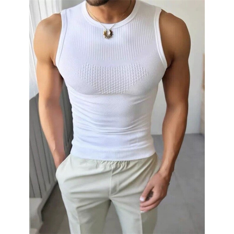 无缝背心肌理感撸铁训练球服坎肩无袖跑步健身衣速干衣BX15P35,男装背心/马甲,电商D256-1(原A064-1)