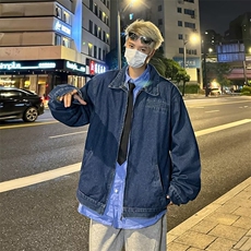 秋冬大码渐变水洗垫肩拉链美式夹克外套男设计感牛仔衣2192/P70，男装工装外套，星座506