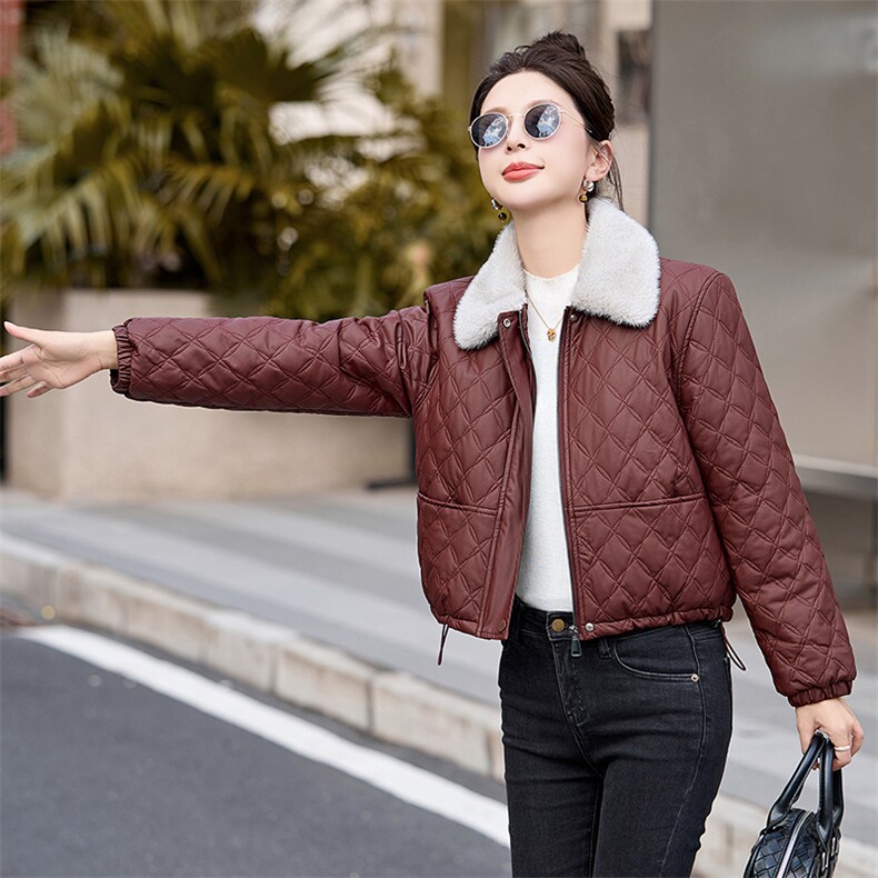 2025冬季现货高品质时尚潮流加绒保暖皮衣外套,女装皮衣,臻衣坊