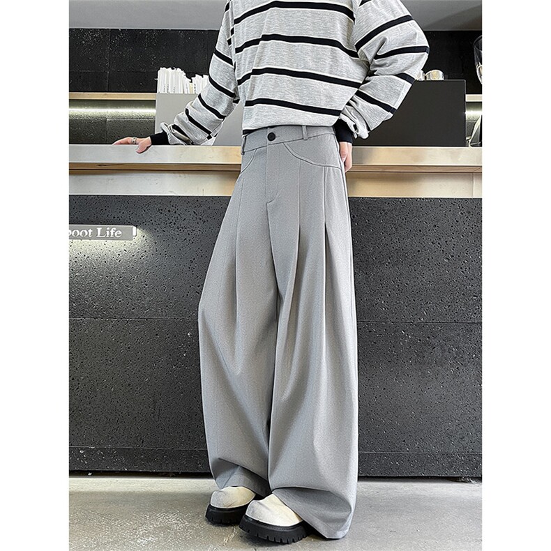 高品质西装裤男高级感痞帅宽松韩版西裤弯刀裤松紧带休闲裤子P50,男装休闲裤,电商B319