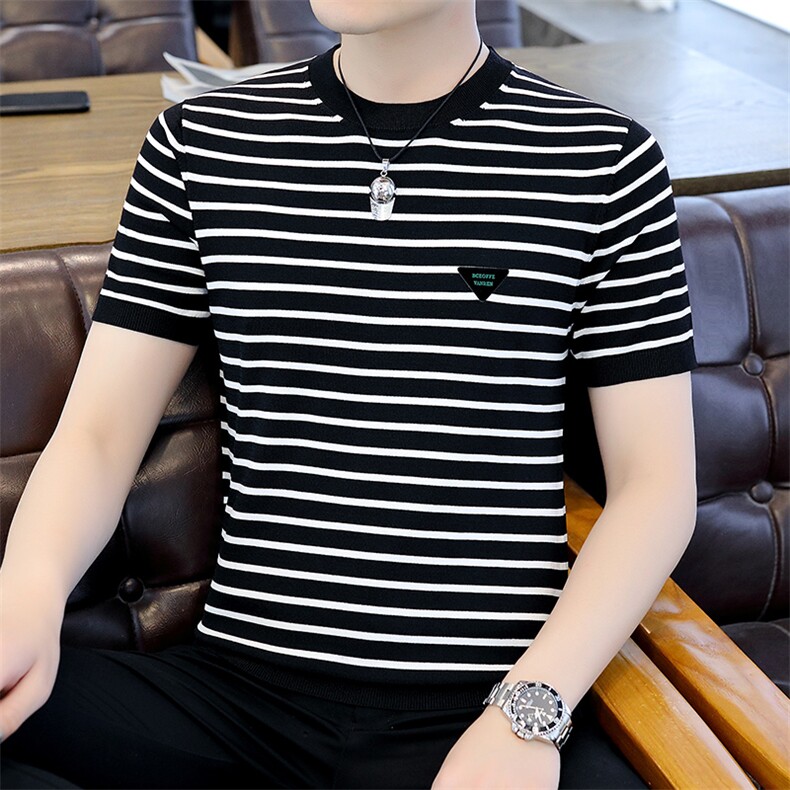 男士短袖t恤时尚休闲夏天宽松2023夏季新款中年打底衫上衣服体恤,男装T恤,电商B212（原钱塘6029）