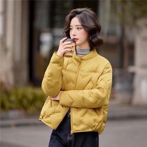 黄色90白鸭绒羽绒服女2025冬季新款宽松休闲百搭轻薄厚外套女图片