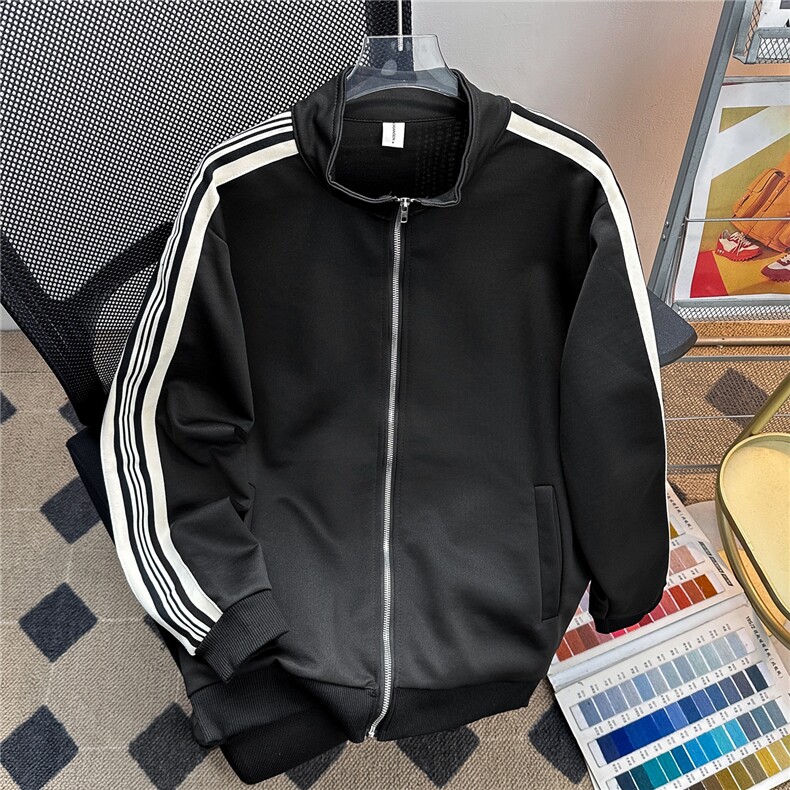 港风秋款男女运动套装卫衣三条杠条纹拼接外套TZ95P75,男装休闲套装,星座1013-1