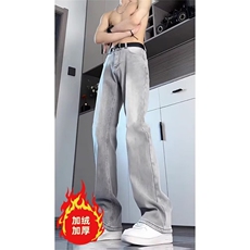 美式灰色直筒加绒男潮牌cIeanfit水洗复古长裤子K7055-1#P45网图，男装卫衣，电商B245