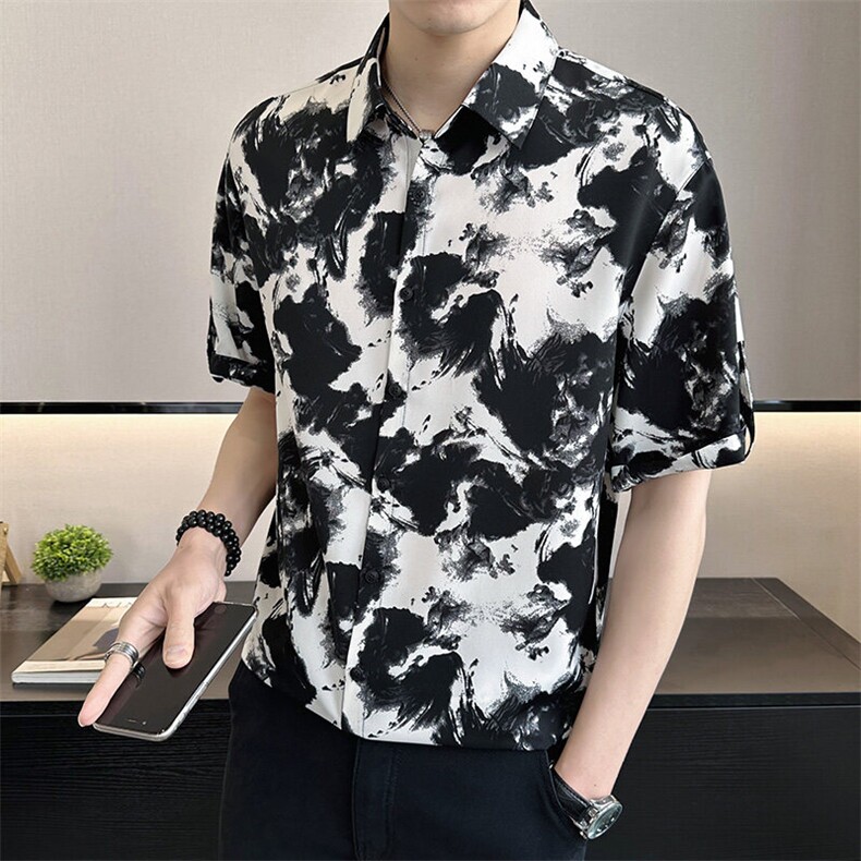 店主风~大码男装夏季冰丝中袖衬衫C208/P40,男装衬衫,电商B331