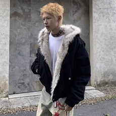 现货高品质美式高街冬季重磅硬挺短款座山雕毛领棉衣男女加厚外套，男装棉衣，电商A486-1
