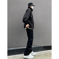 B221美式ins高街暗黑小众个性铆钉小脚牛仔裤LK23142-P65控88，男装牛仔裤，电商B221
