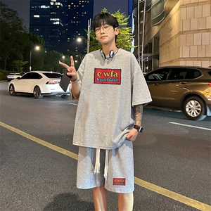 套装！ 华夫格套装短袖T恤短裤男 TZ238-特P 38图片