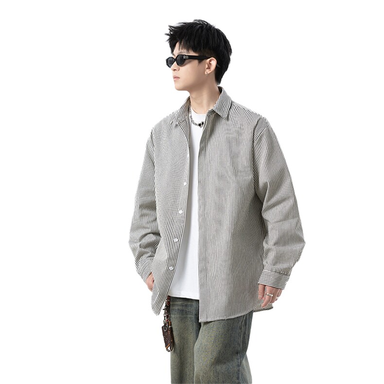 条纹长袖衬衫男xh102-特p：40,男装衬衫,电商B367