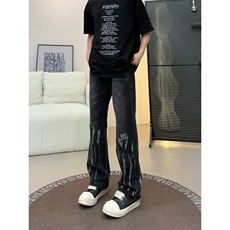 扎染弯刀牛仔裤男款美式高街vibe直筒微喇裤310A-4-NZ75-P55，男装牛仔裤，星座310A-4
