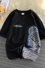 毛毯风DX120P35港风短袖青少年学生百搭休闲潮流宽松T恤纯，男装T恤，星座1204-3