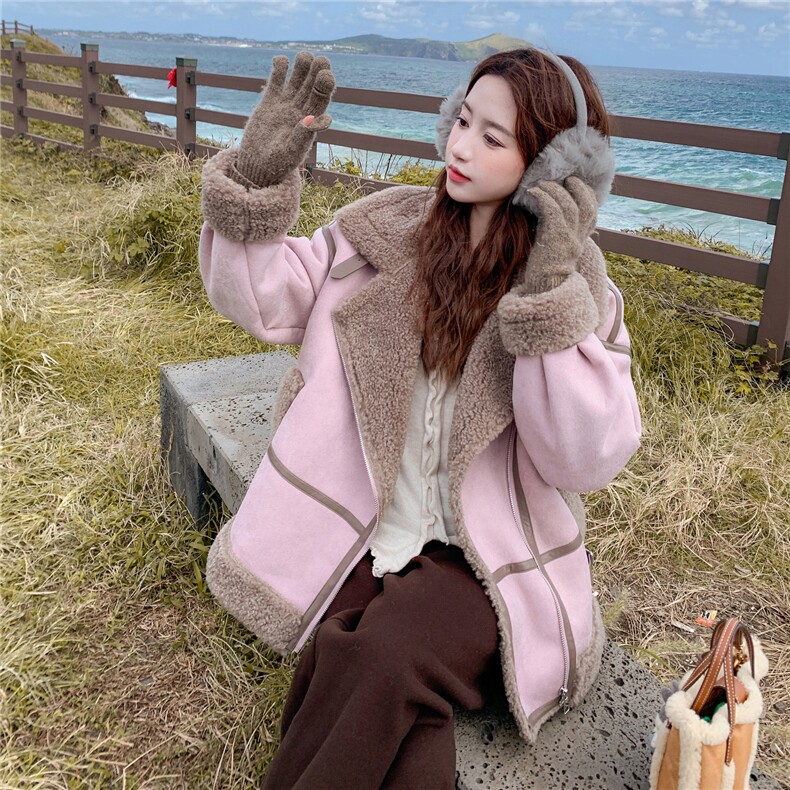 新款2025冬季韩系皮毛一体外套7832-P220-K328,女装短外套,2C057