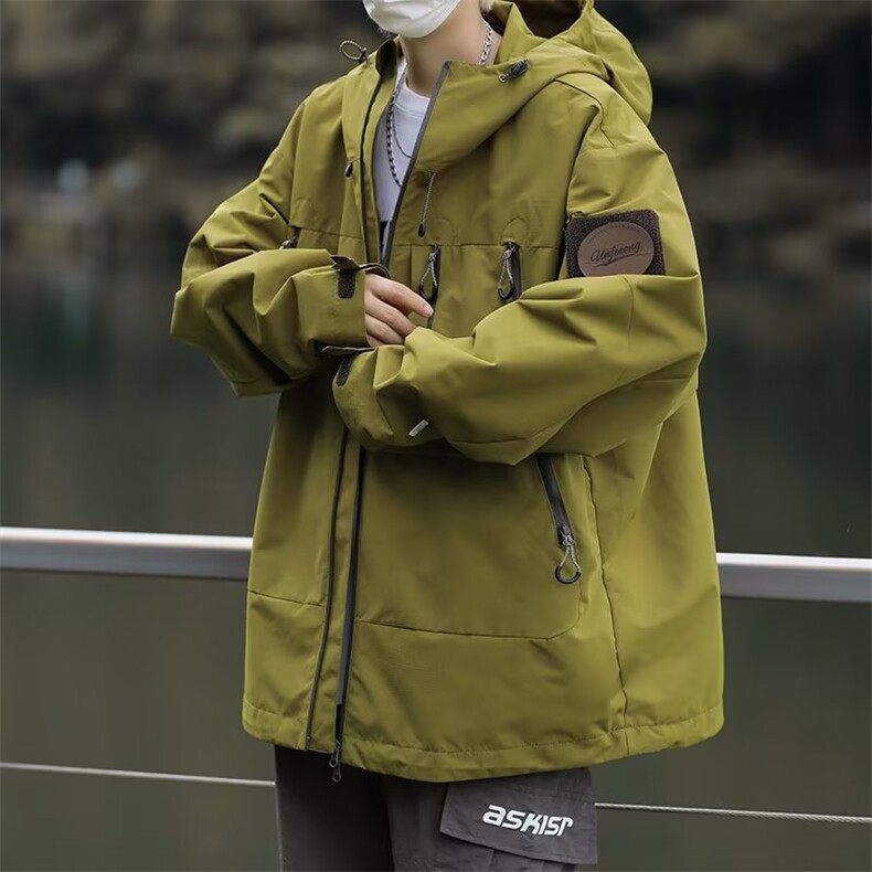 冲锋衣外套男春秋季山系户外潮牌登山服宽松工装夹克JK908P65,男装夹克,星座410-2