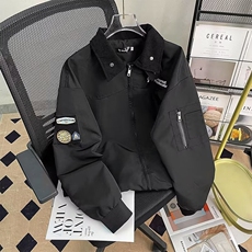 美式复古街头工装休闲夹克男高街vibe嘻哈休闲宽松翻领棒球服潮，男装夹克，星座218-8