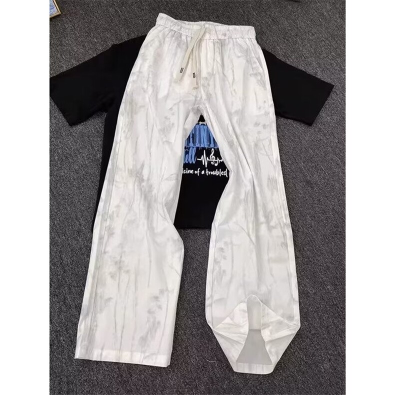 夏季薄款直筒垂感阔腿裤子潮牌宽松青少年休闲裤513ACK1970P31,男装休闲裤,星座513A