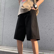 牛仔短裤男夏季纯色宽松直筒五分裤牛仔短裤1001-1-D5158-P36，男装牛仔裤，星座1001-1
