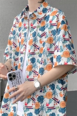 8XL-M花衬衫男短袖夏季薄款冰丝半袖宽松大码休闲外套DC28008P38，男装T恤，电商B312