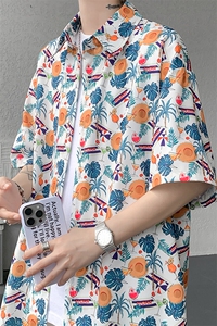8XL-M花衬衫男短袖夏季薄款冰丝半袖宽松大码休闲外套DC28008P38图片