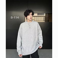 复古亨利领纽扣毛衣男款冬季灰色休闲宽松百搭针织上衣M6527，男装针织衫/毛衣，星座506
