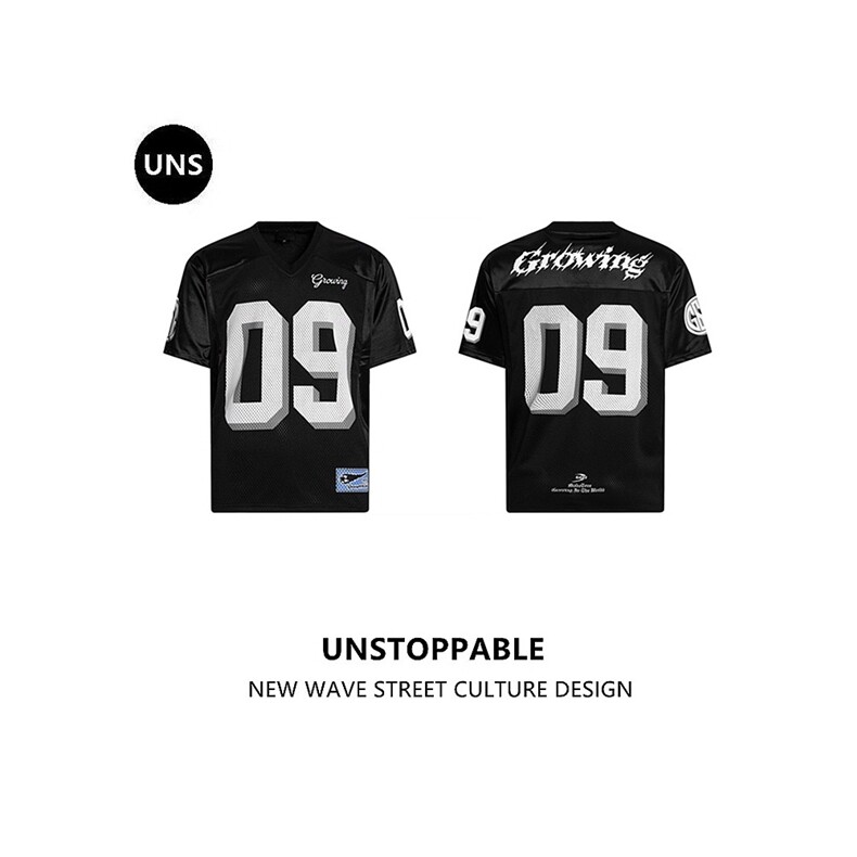 T214-P37夏季时尚网眼短袖透气宽松运动T恤潮牌拼接上衣，女装T恤，电商B323A