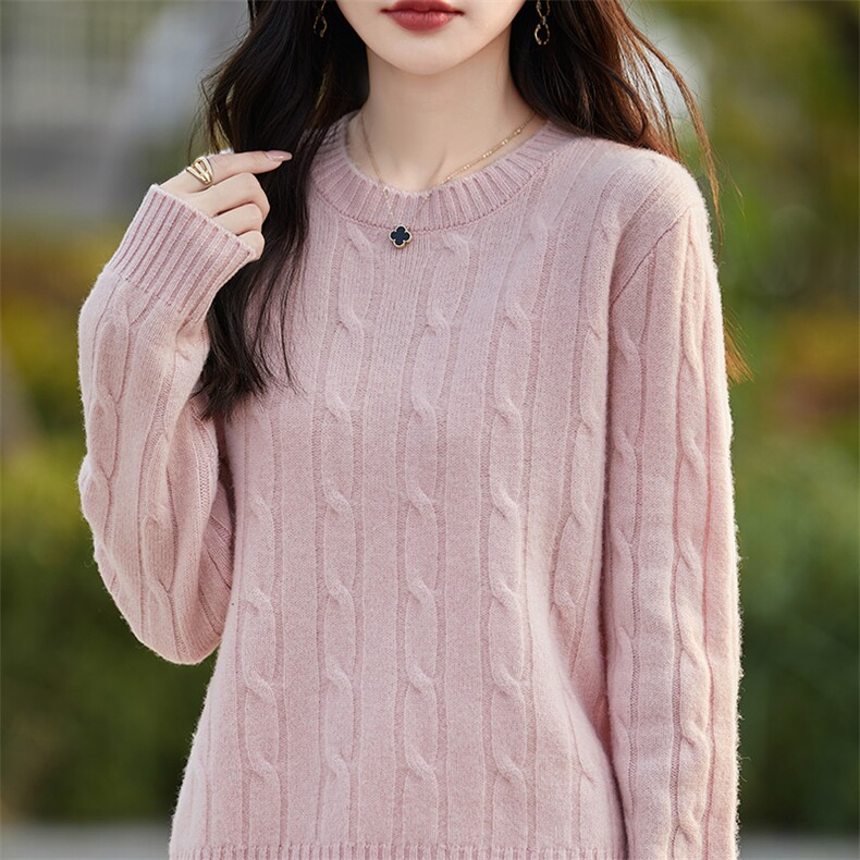圆领套头纯色长袖2024年秋季简约针织衫，女装羊毛衫，片语羊绒