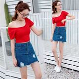 半身裙纯色显瘦修身气质甜美纽扣做旧口袋手工磨破2021年夏季短裙，女装半身裙，奕阳依阁