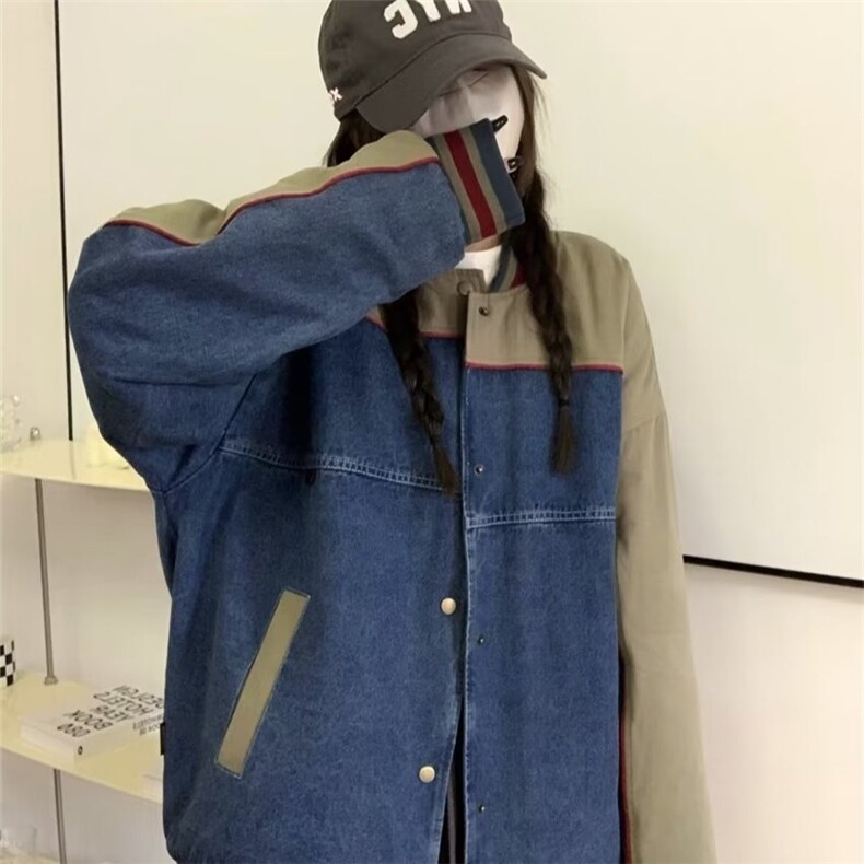 JK8527-P73美式复古今年流行牛仔外套男女美秋季新款拼接,男装工装外套,电商B323A