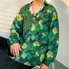 2025秋季新款免烫宽松尖领扎染衬衫男士衬衣青少年长袖CS2319-P35，男装衬衫，电商A062