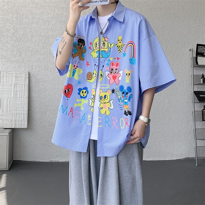 CS1128-P60控98高品质夏季新款设计感大码冰丝短袖情侣衬衫，男装T恤，电商A059