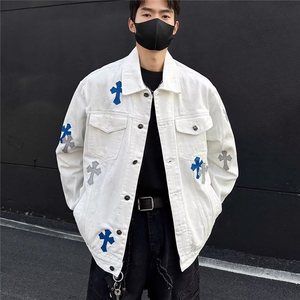 港风牛仔夹克男新款ins潮牌高街外套秋季oversize高级感痞帅衣服图片