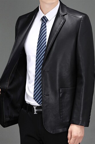 皮衣外套男2023春季新款中年男士商务休闲皮夹克男装休闲西服上衣,男装西服,电商B212（原钱塘6029）