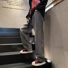春秋牛仔裤男宽松ins潮牌阔腿裤2023新款男生长裤子N020-P45，男装牛仔裤，星座308B-1