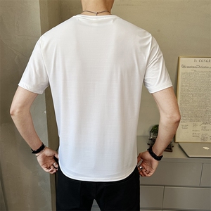 新款男士圆领短袖T恤时尚百搭休闲上衣潮牌半袖T恤T65801-P35图片