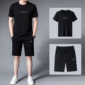 中老年运动套装男夏季短袖短裤运动服时尚休闲polo衫爸爸夏装套装图片
