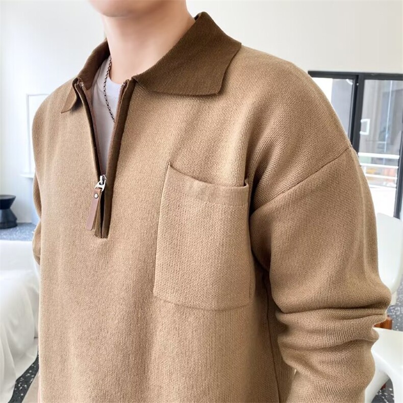 轻熟风冬新款撞色polo风针织衫毛衣男休闲上衣外穿卫衣MZ965-P56,男装针织衫/毛衣,星座412-3