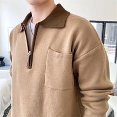 轻熟风冬新款撞色polo风针织衫毛衣男休闲上衣外穿卫衣MZ965-P56，男装针织衫/毛衣，星座412-3