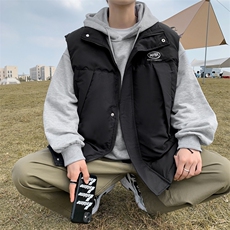 秋冬新款宽松休闲外套日系复古立领坎肩工装棉服马甲男W6324-P55，男装背心/马甲，星座512-2