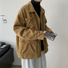 秋冬港风男女复古灯芯绒夹克工装宽松都口袋外套中性风H203/P70，男装夹克，电商A221A