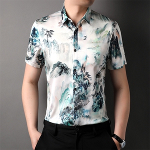 夏季中青年男士新款衬衫商务休闲时尚冰丝衬衫ZL81167-P85图片
