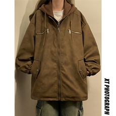 中性PU皮假两件复古做旧面料金属装饰大码M-5XL夹克男JK77767P108，男装夹克，星座227-7